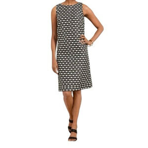 NWT Women's Talbots Black & White Metallic Butterfly Jacquard Shift Dress Size 2